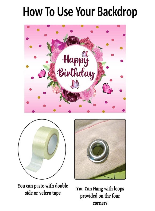 Theme My Party Butterfly Theme Birthday Party Supplies with Happy Backdrop Banner For Girls (4FT X 4FT) - Image 3